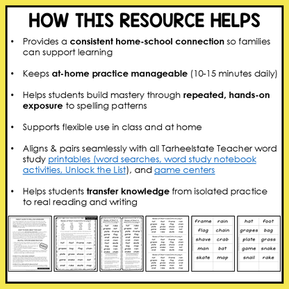 Weekly Spelling Homework 2nd 3rd Grade Spelling Words Their Way Spelling Lists