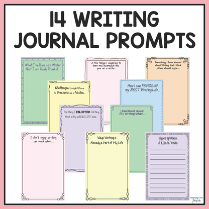 Collection of writing journal prompts included to promote student thought and class discussion