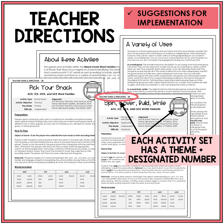 Teacher directions and ideas for extending the picture boards