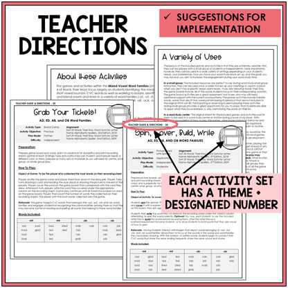 Teacher directions and ideas for extending the picture boards