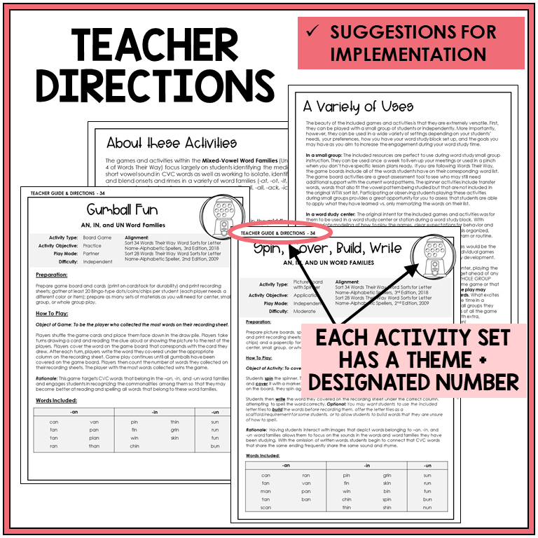 Teacher directions and ideas for extending the picture boards