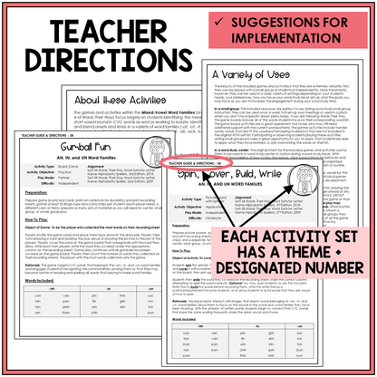 Teacher directions and ideas for extending the picture boards