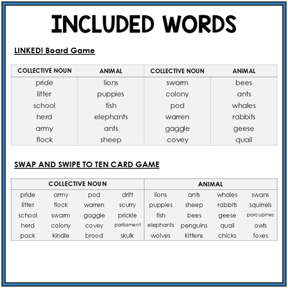 Word list for animal collective nouns, Sort 65