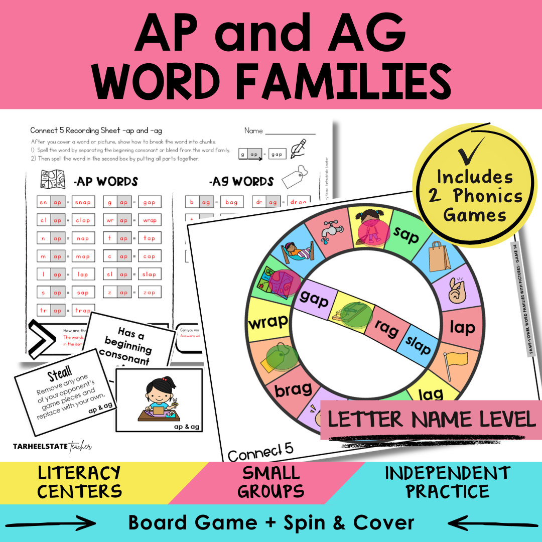 AP and AG Word Families Sort 14 Letter Name Games cover