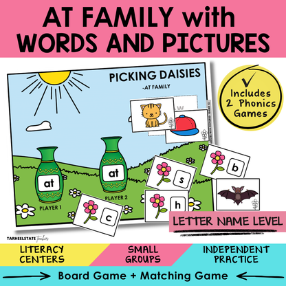 AT Family with Words and Pictures Sort 12 Letter Name Games cover