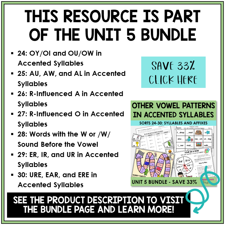 Syllables and Affixes Unit 5 bundle contents