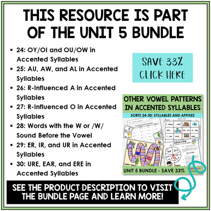Syllables and Affixes Unit 5 bundle contents