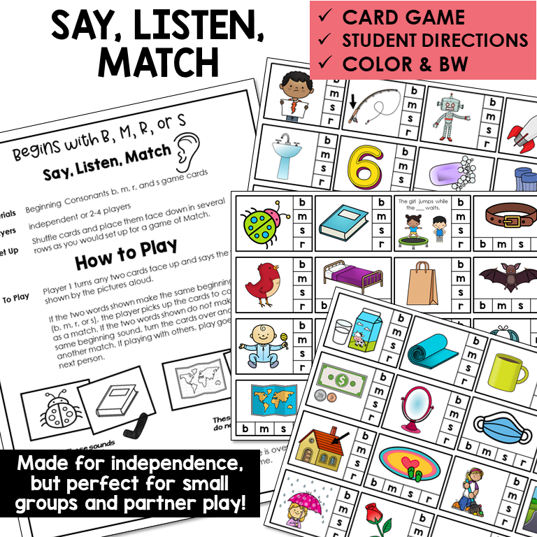 Beginning sounds B, M, R, S games preview 3