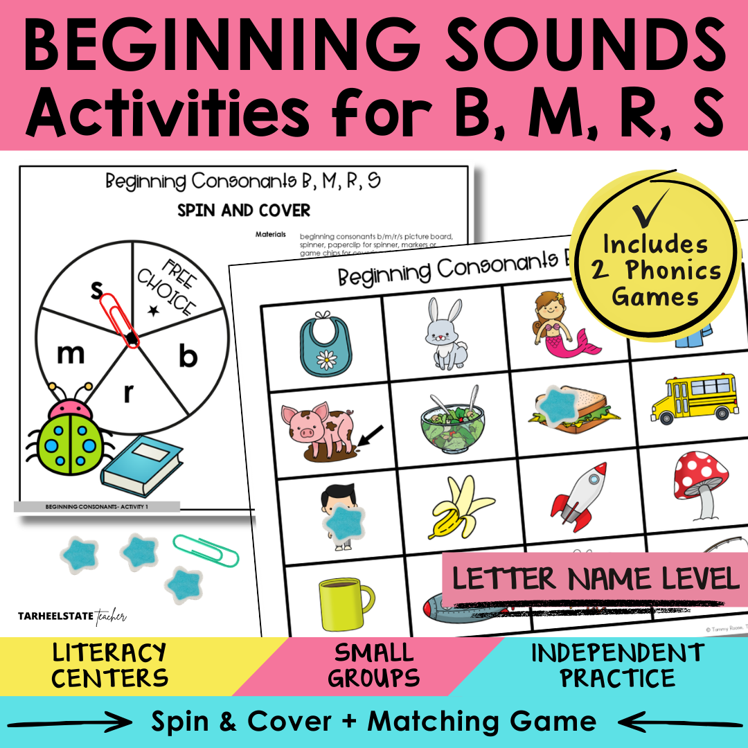 Beginning Sounds B, M, R, S Sort 1 Letter Name Games cover