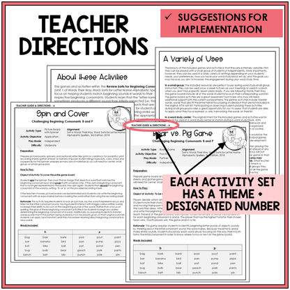 Teacher directions and ideas for extending the picture boards