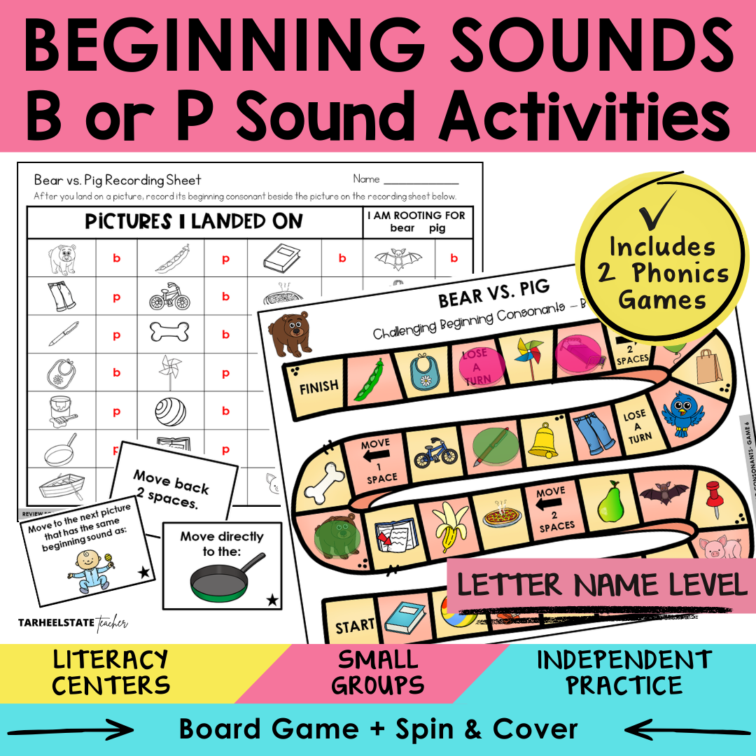 Beginning Sounds B or P Sort 6 Letter Name Games cover