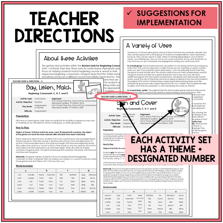 Teacher directions and ideas for extending the picture boards