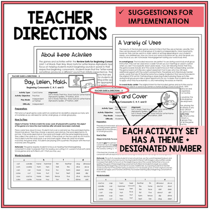 Teacher directions and ideas for extending the picture boards