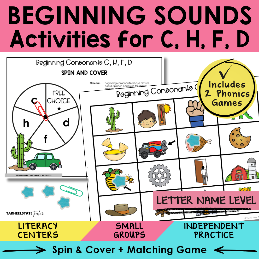 Beginning Sounds C, H, F, D Sort 3 Letter Name Games cover