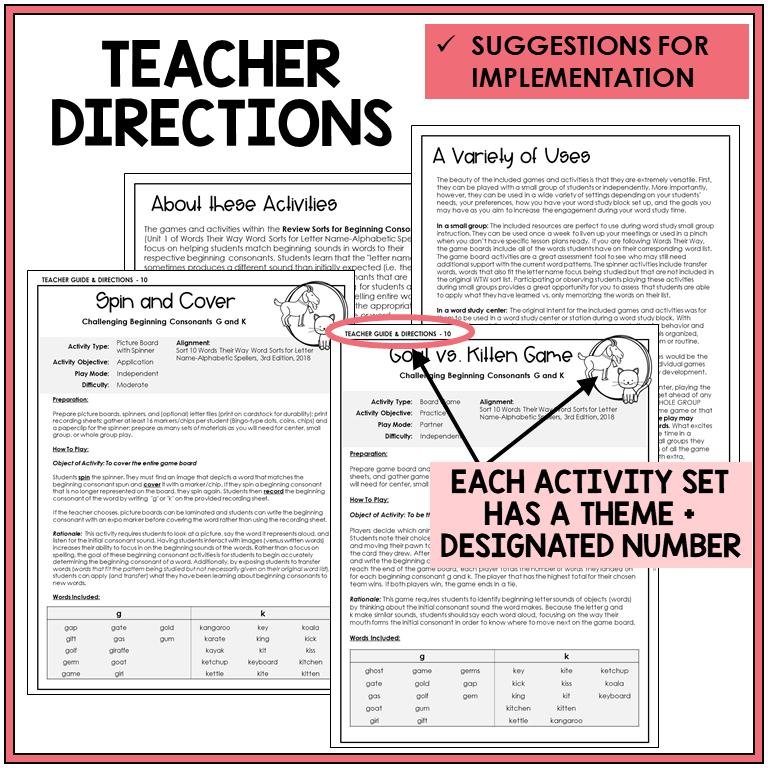 Teacher directions and ideas for extending the picture boards