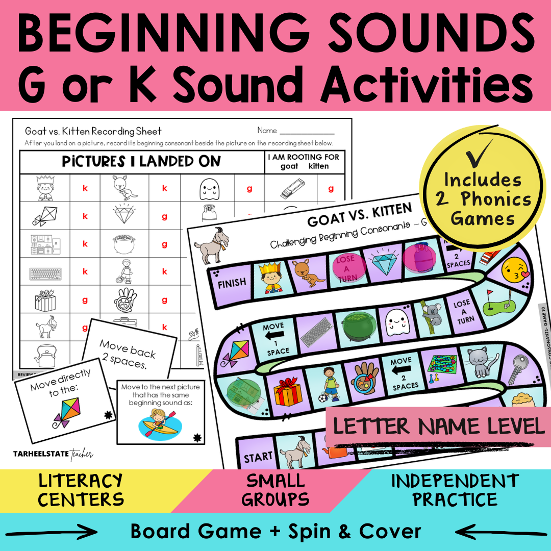 Beginning Sounds G or K Sort 10 Letter Name Games cover