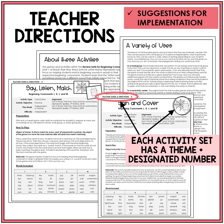 Teacher directions and ideas for extending the picture boards