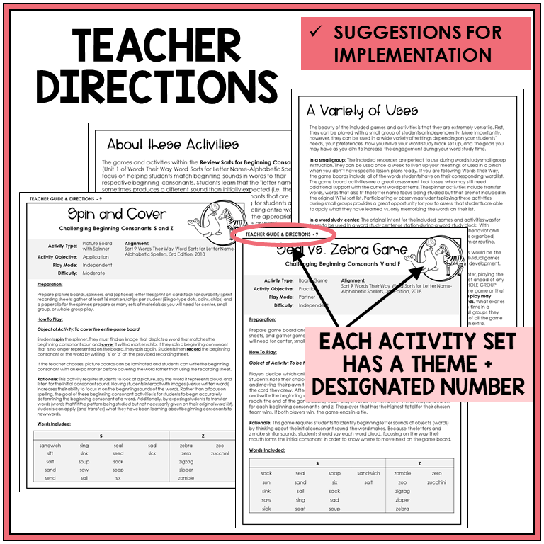 Teacher directions and ideas for extending the picture boards