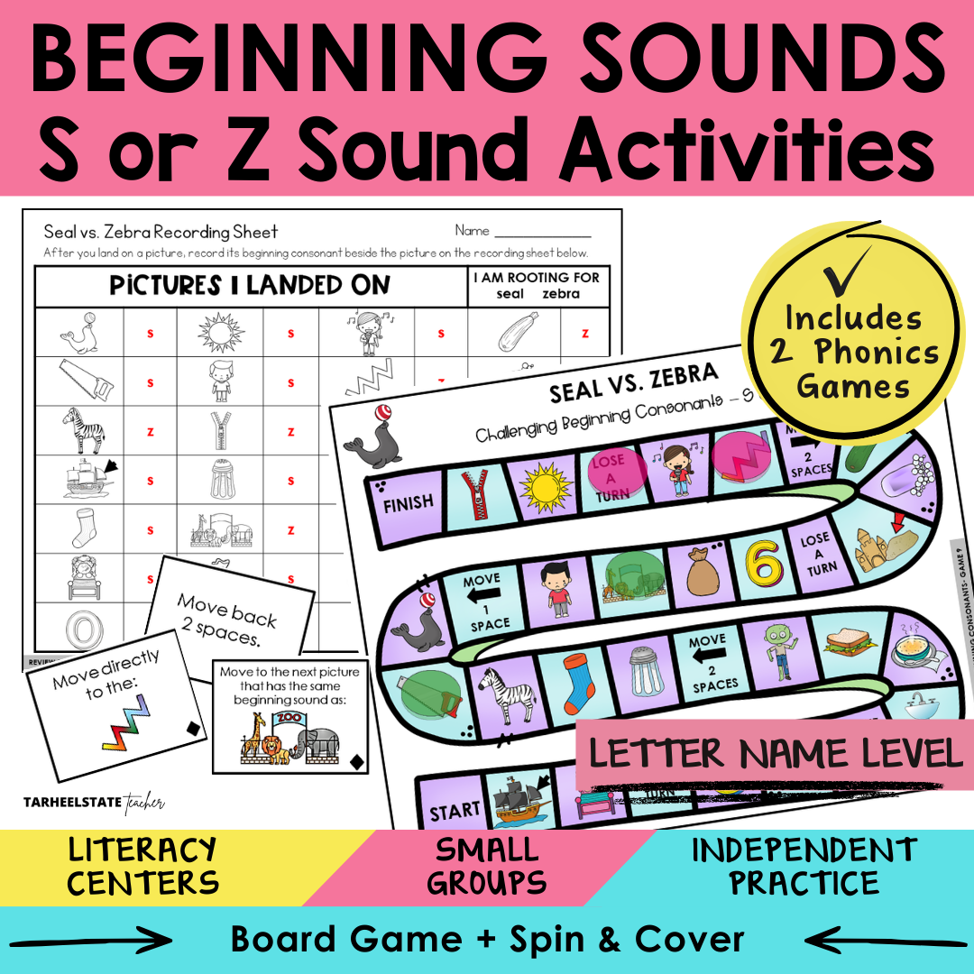 Beginning Sounds S or Z Sort 9 Letter Name Games cover