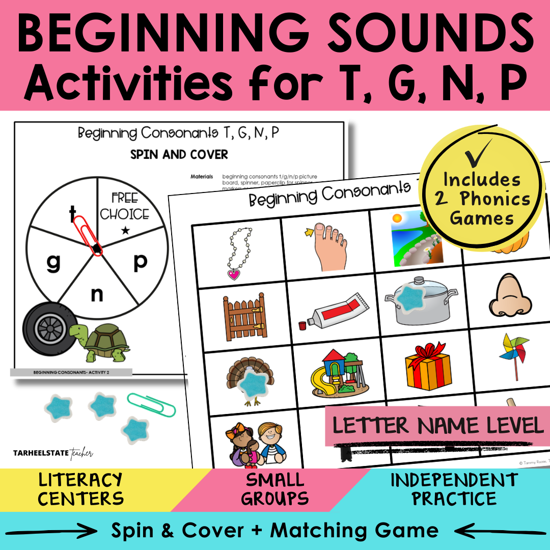 Beginning Sounds T, G, N, P Sort 2 Letter Name Games cover