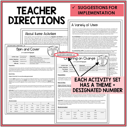 Teacher directions and ideas for extending the picture boards