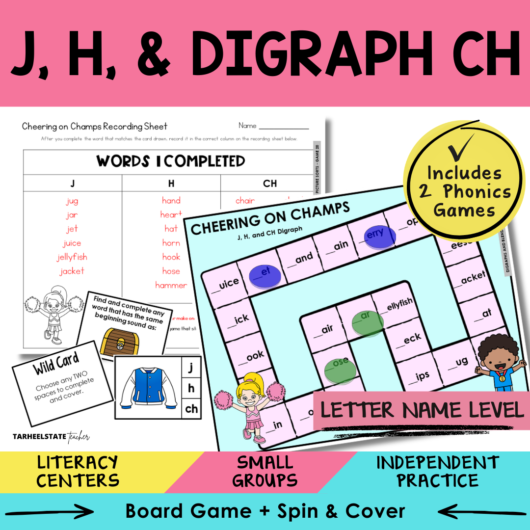 J, H, & Digraph CH Sort 20 Letter Name Games cover