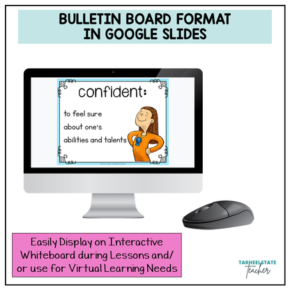 Character Traits List Graphic Organizers and Vocabulary Activities Bulletin Board