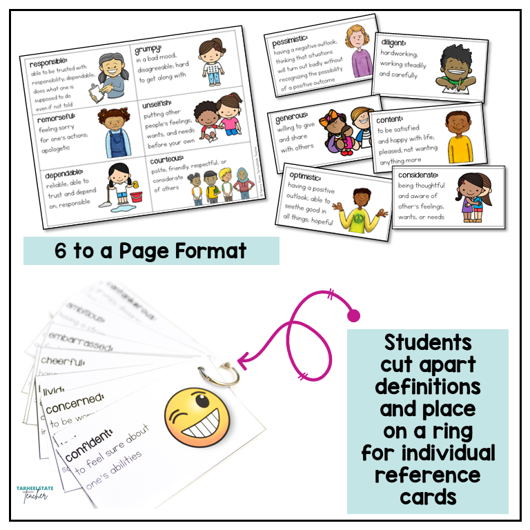 Character Traits List Graphic Organizers and Vocabulary Activities Bulletin Board