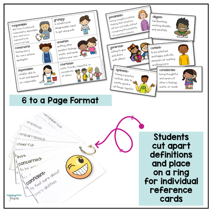 Character Traits List Graphic Organizers and Vocabulary Activities Bulletin Board
