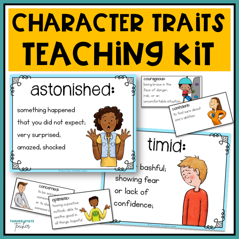 Character Traits List Graphic Organizers and Vocabulary Activities Bulletin Board