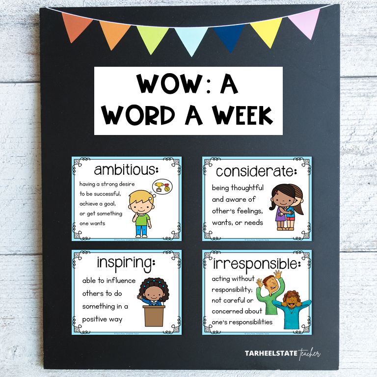 Character Traits List Graphic Organizers and Vocabulary Activities Bulletin Board