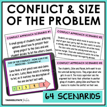 Conflict resolution activities and compromise lessons with peer conflict scenario task cards for grades 3-6