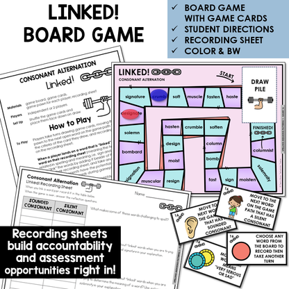 Linked! board game for consonant alternation