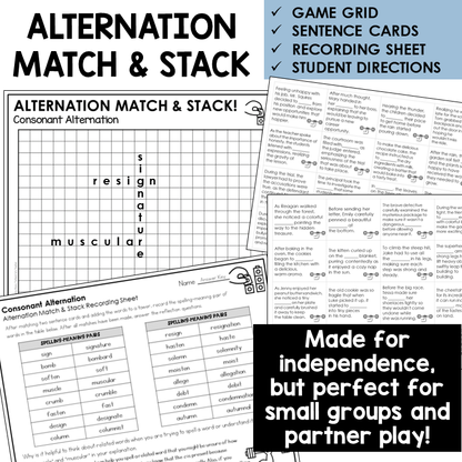 Alternation Match & Stack card game for consonant alternation