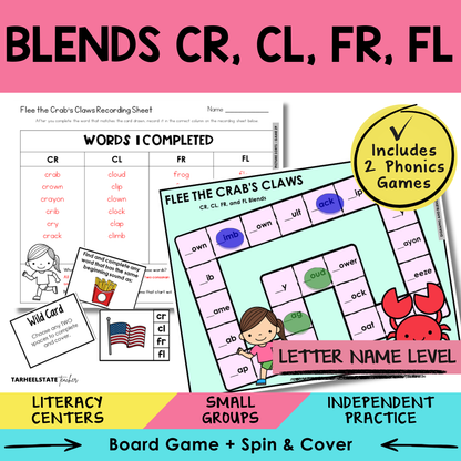 Blends CR, CL, FR, FL Sort 29 Letter Name Games cover