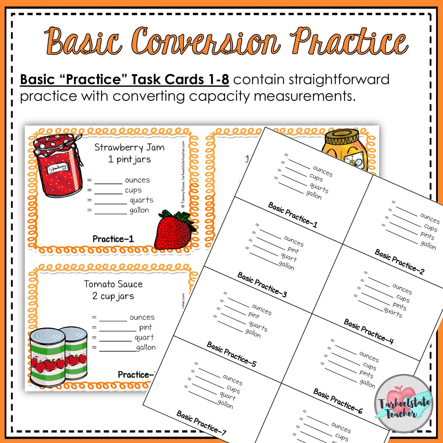 Customary Conversions Measurement Task Cards | Capacity and Weight Word Problems