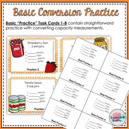 Customary Conversions Measurement Task Cards | Capacity and Weight Word Problems