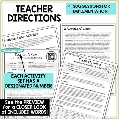 Teacher directions for CVVC vowel team review games