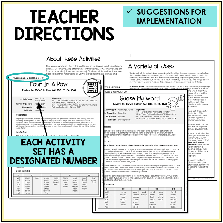 Teacher directions and suggestions for implementation, CVVC review