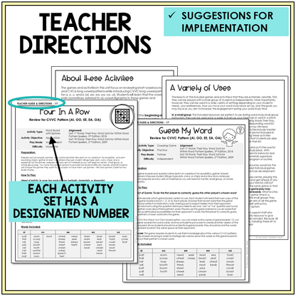 Teacher directions and suggestions for implementation, CVVC review