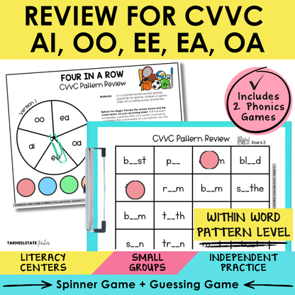 Review for CVVC AI, OO, EE, EA, OA Sort 17 Within Word Pattern Games cover