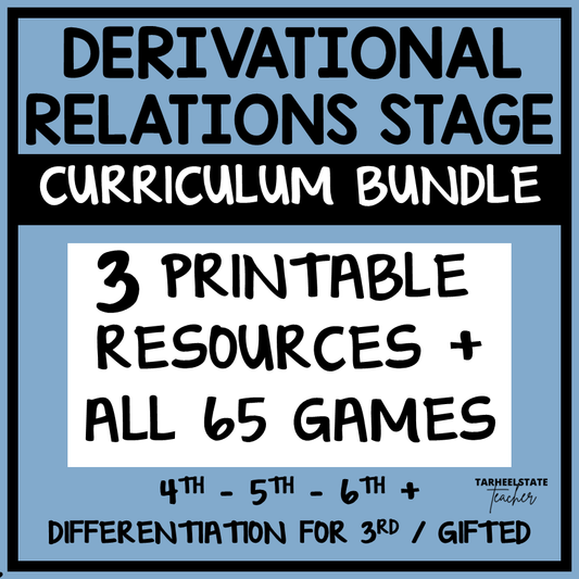 Spelling activities, worksheets, partner and independent board games, and resources for the classroom and at-home practice for spellers in the Derivational Relations stage.