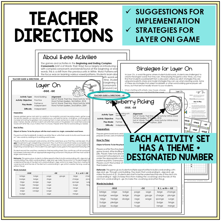 Teacher directions for -DGE and -GE games