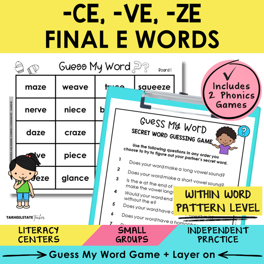 -CE, -VE, -ZE Final E Words Sort 45 Within Word Pattern Games cover