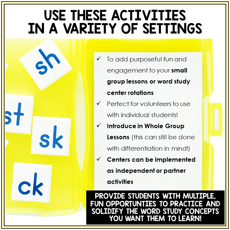 Ways to use word study games in small groups and centers