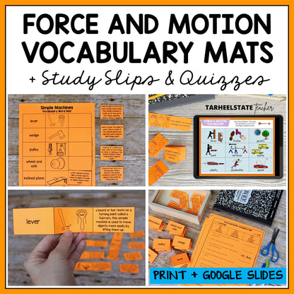 Educational materials for teaching force and motion vocabulary