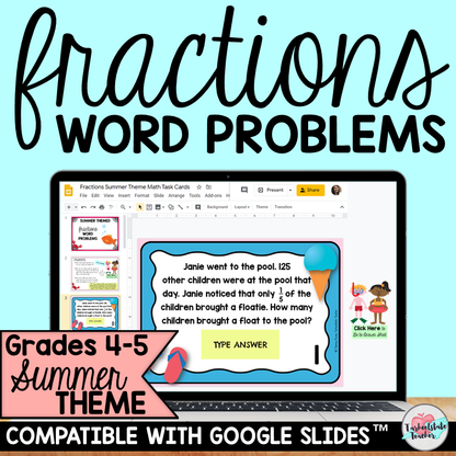 Fractions Word Problems Task Cards Activities or Math Centers Mega Bundle
