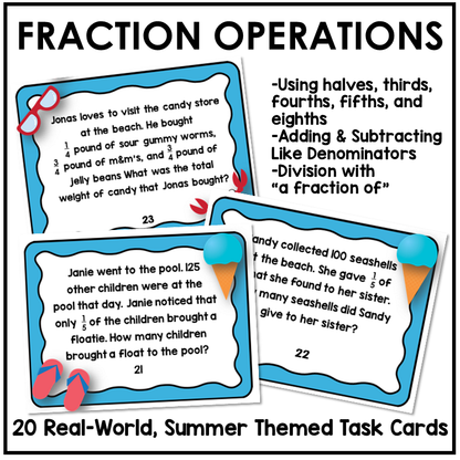 4th Grade Math Review Test Prep Task Cards Bundle Print and Google Slides