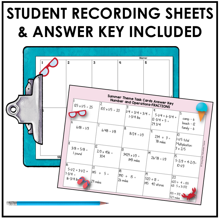 4th Grade Math Review Test Prep Task Cards Bundle Print and Google Slides