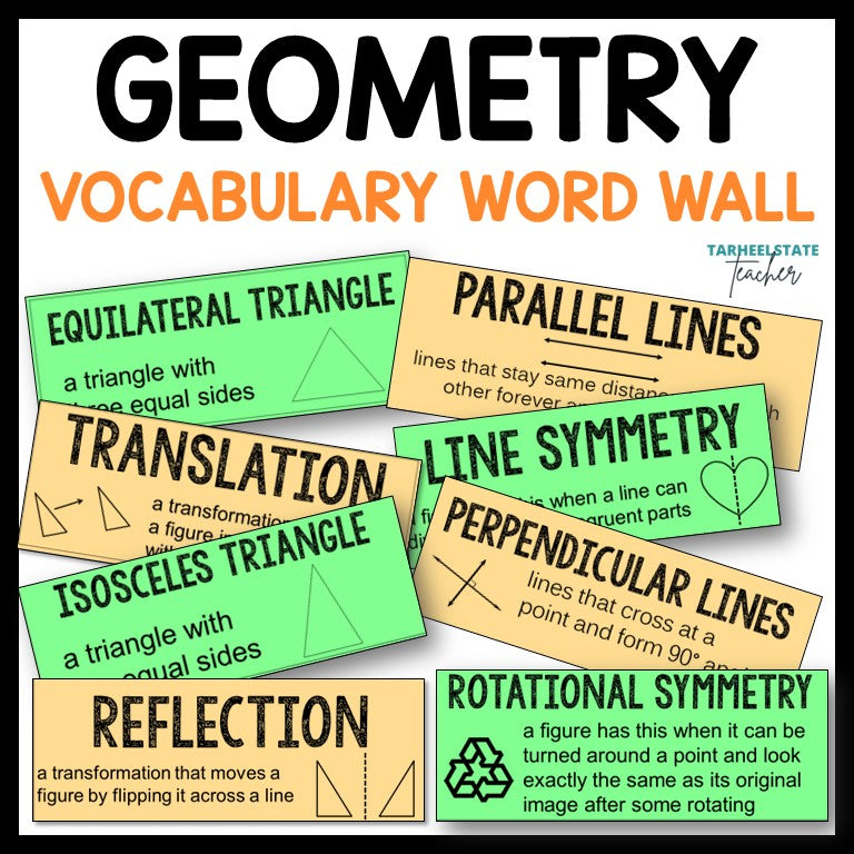 Geometry Resource BUNDLE Mastery Worksheets, Vocabulary Activities, Games, Word Wall